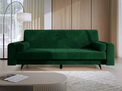 MIRJAN24 Sofa Zuri mit Schlaffunktion und Bettkasten - Grün - Ecksofa Zuri in stilvollem Grün, mit Schlaffunktion und praktischem Bettkasten. Maße: 240x91x93 cm, ideal für Komfort und Platzersparnis. Perfekt für Wohnräume!
