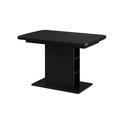 Vicco Esstisch Fenaro, Schwarz, 120 x 80 cm - Esstisch mit ausziehbarer Funktion und 4 höhenverstellbaren Einlegeböden für flexible Nutzung, ideal für gesellige Abende mit Familie und Freunden.