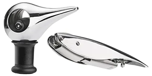 Zone Denmark Rocks Korkenzieher und Weinverschluss Set - Sommelier-Set mit elegantem Korkenzieher und dicht schließendem Weinverschluss, ideal für Weinliebhaber und perfekt für Picknicks.