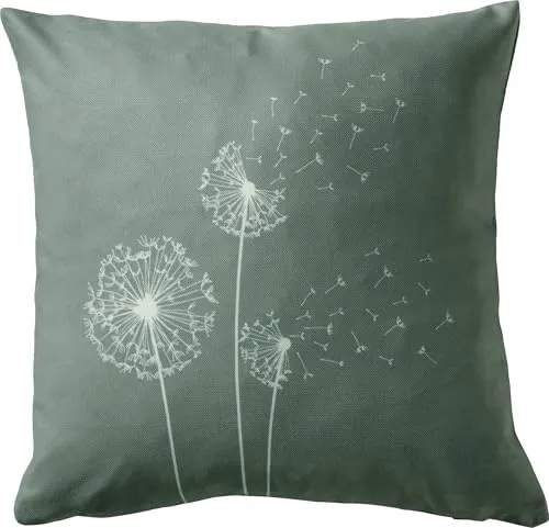 Erwin Müller Kissenhülle Pusteblume Salbei-weiß Größe 40x40 cm