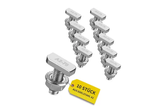 avoltik Solarmodul-Halterung Hammerkopfschrauben M8 I M10 mit Flanschmuttern Edelstahl A2 Solar, (10, 20 oder 50er Set Hammerkopfschrauben mit Flanschmuttern in M8 20mm, M8 25mm, M10 25mm oder M10 30mm, 10-tlg., 10/20/50er Set Hammerkopfschrauben M8/M10 mit Flanschmuttern, Farbe silber)