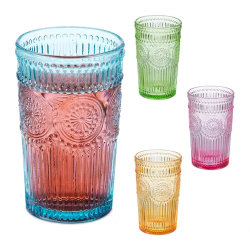 Trinkgläser Glastrinkbecher Saftglas Gläserset Wasserglas Limonadenglas 4er Set