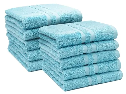 ZOLLNER 10er Set Handtücher 50x100 cm in türkis von Zollner