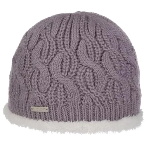 Seeberger Landesta Faux Fur Edge Strickmütze für Damen - Beanie in Flieder - Stylische Wintermütze mit kuscheligem Futter und elegantem Zopfmuster. Einheitsgröße für optimalen Tragekomfort in der kalten Jahreszeit.