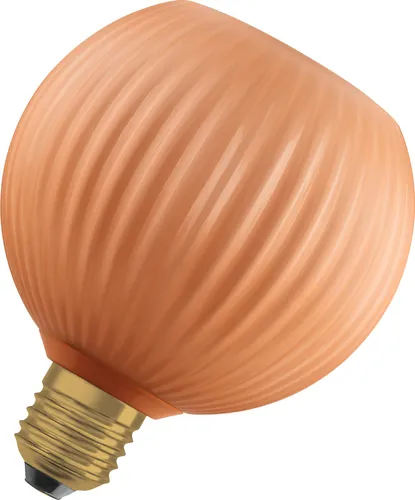 OSRAM DECOR FLAT LED Glaslampe Farbglas, Globe Ø125mm, Orange, E27, 3,5W, 300lm, 2700K, warmweiß, IP20, Farbeffekt