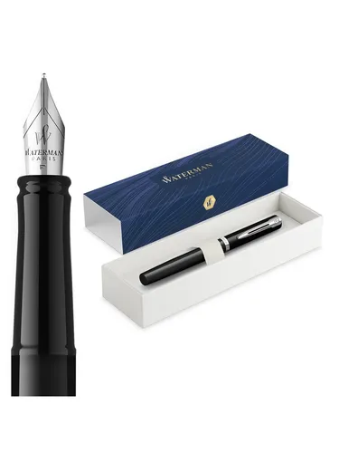 Waterman Impression Füllfederhalter Schwarz Lack M Blau von Waterman
