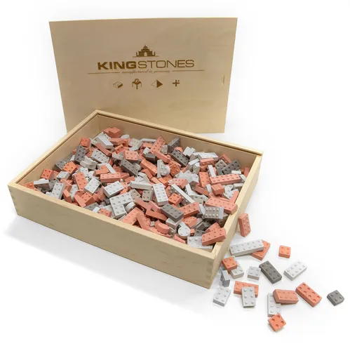 KINGSTONES Basiskasten XL - Steinbaukasten aus Marmormehl - Bauklötze & Bausteine, aus biologisch abbaubarem Marmormehl, fördert Kreativität und bietet viele Steingrößen und -farben für kleine und große Baumeister.