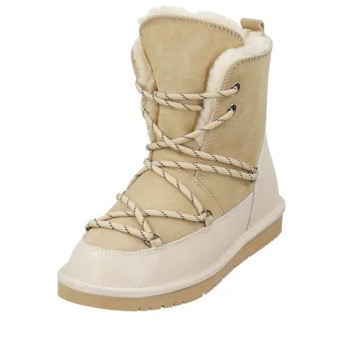BIOSOFT Comfort & Easy Walk Damen Winterboot – Bequemer Laceup in Beige - Elegante Damen Winterstiefel mit verlängerten Schnüren für optimalen Halt und Komfort in der kalten Jahreszeit. Ideal für den täglichen Gebrauch.