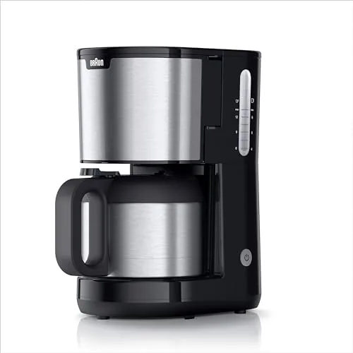 Braun PurShine KF1505 BK - Filterkaffeemaschine mit 1,2L Edelstahl-Thermokanne für 9 Tassen, OptiBrew-System für besten Kaffeegenuss und tropfsichere Funktion