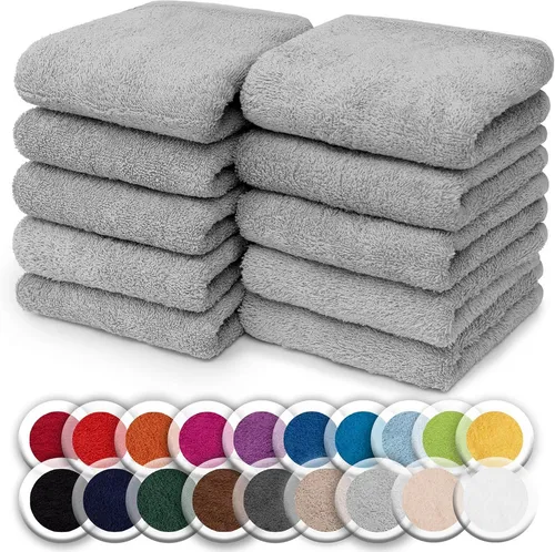 NatureMark Seiftuch 10er-Set Seiftücher 30x30cm 100% Baumwolle, (10-St), Frottier Waschlappen Seiflappen 30 x 30 cm, Silber grau