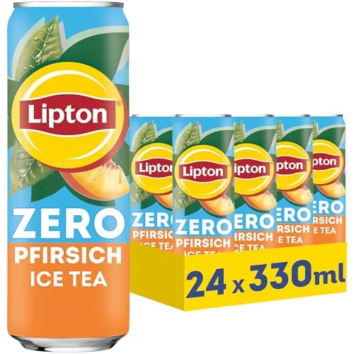 LIPTON ICE TEA Zero Peach – Zuckerfreier Eistee mit Pfirsich Geschmack ohne Käulensäure, EINWEG (24 x 0.33 l) (Verpackungsdesign kann abweichen)