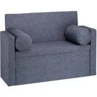 Relaxdays Sitzbank mit Lehne, faltbar und gepolstert - Vielseitige Sitztruhe für Flur oder Schlafzimmer, bietet 112 l Stauraum und kommt mit 2 bequemen Kissenrollen.