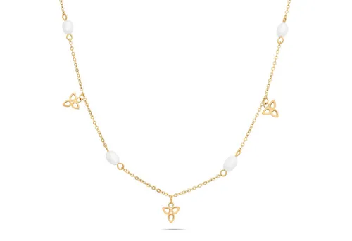 Tamaris Edelstahlkette Schmuck Geschenk Halskette Blüten, mit Kunststoffperle