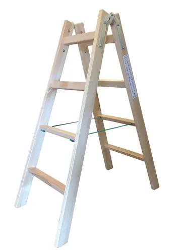 Faltbare Holzleiter mit 4 Sprossen - Leiter, ideal für Malerarbeiten; leicht, tragbar und bis zu 2,5 m hoch einsetzbar.