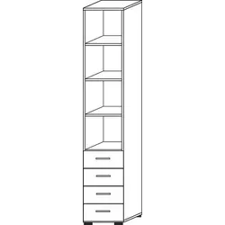 Hammerbacher Schrank V924S4/W/M/BS - Weiß & Beton - Büroschrank mit kompakten Maßen (40 x 42 x 74,6 cm), ideal für kleine Büros. Robuste Spanplatte mit 22 mm Stärke, bietet Stabilität und eine Tragkraft von 28 kg pro Fachboden.