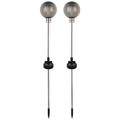 REV – Solarlampe 2er Set für Außenbereiche – Solarleuchte Kugelform mit Erdspieß – Solarlaterne perfekt für Garten, Terrasse & Balkon – IP44 spritzwassergeschützt – 72cm Höhe