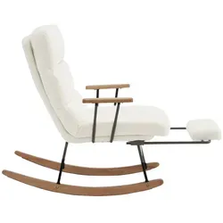 OKWISH Schaukelsessel 100x58x100 cm mit Schwerkraftverstellung und manuellem Fußstützenmechanismus in Weiß, ergonomisch