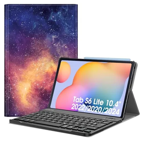 FINTIE Tastatur Hülle für Samsung Galaxy Tab S6 Lite 10,4 Zoll - Tablet-PC-Zubehör mit abnehmbarer deutscher Bluetooth Tastatur für komfortables Tippen und vielseitige Nutzung. Ideal für Arbeit und Freizeit, schützt Ihr Tablet optimal.