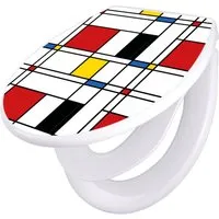 banjado WC-Sitz Motiv Rot Gelb Blau mit Kindersitz