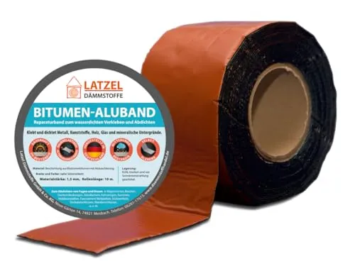 Latzel Dämmstoffe Dichtband Bitumen Aluband 200mm orange - Malerzubehör, selbstklebendes Dichtband für optimale Abdichtung ab 15 Grad, ideal für Dämmprojekte und Reparaturen.