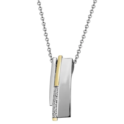 Goldmaid Collier 925 Sterlingsilber, 7 Zirkonia weiß, Bicolor NEU