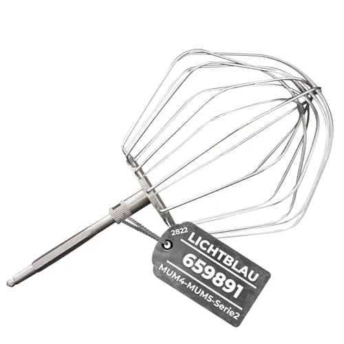LICHTBLAU Rührbesen Metall 00659891 für Bosch Küchenmaschine I Höhenverstellbar I Passend für MUM4 und MUM5 I Rührbesen I Zubehör Bosch Küchenmaschine 659891