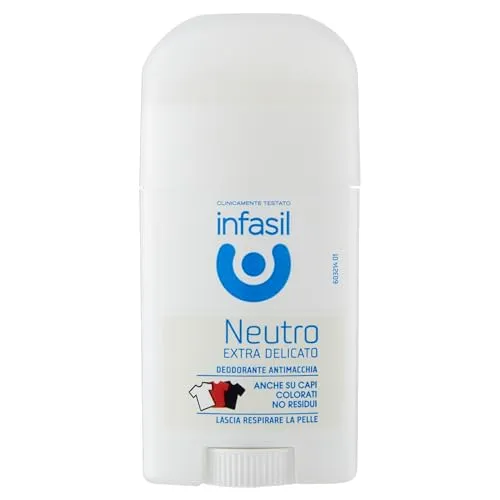 Infasil Deodorant Stick Neutro Extra schonend, fleckenabweisende Formel ohne Aluminiumsalze, effektiv bis zu 24 Stunden, 50 ml