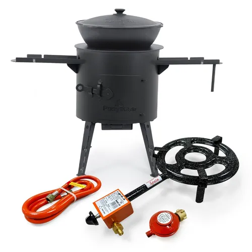 Gusseisen Kazan 12 L Kasan Feuerofen mit Gaskocher Utschak Ø 40cm Учак Ofen Herd
