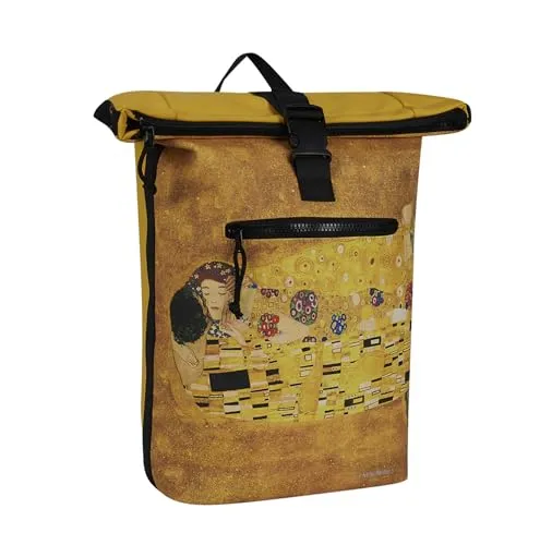 New York Mart Art Gustavo 21L Rucksack Rolltop - Damen-Rucksackhandtaschen, wasserabweisend und erweiterbar von 17L auf 21L, perfekt für Laptop bis 15,6