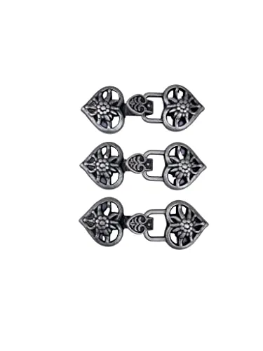 Stück Edelweiß Metall Verschlüsse in Herz Form Zierverschluss altsilber zum Annähen 50mm x 19mm 3