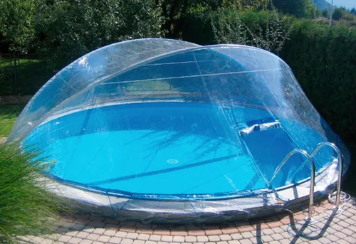 KWAD Poolverdeck Cabrio Dome für runde Pools - Poolplanen für runde Pools mit schmalem Handlauf, witterungsbeständig und schützt vor Schmutz und Wärmeverlust.