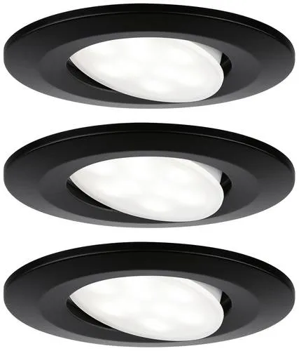 Paulmann 99991 LED Einbauleuchte Calla - 3er Set 3x6W IP65, schwenkbare Einbaustrahler in Schwarz matt für Feuchträume und Außenbereiche