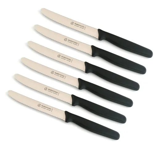 Marsvogel Tafelmesser Buckelsmesser Set, 6 Stück aus Bubinga - Hochwertige Tafelmesser aus Bubinga-Holz und Edelstahl, ideal für Brötchen und Butter. Ergonomisches Design für komfortables Schneiden, pflegeleicht und langlebig.