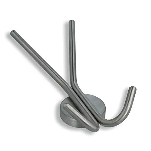 MS Beschläge® Kleiderhaken Huthaken Mantelhaken aus massivem Edelstahl Garderobenhaken Wandhaken Doppelhaken Manchester matt gebürstet
