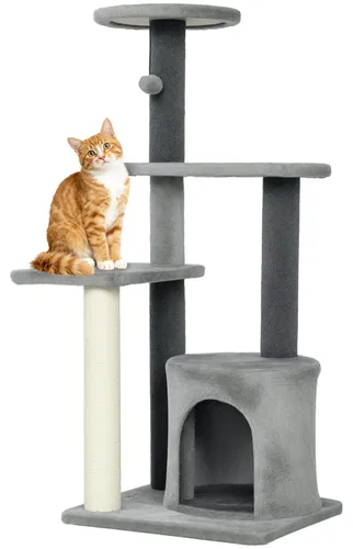 PawHut Kratzbaum für Katzen mit Höhle und Plattformen, Grau