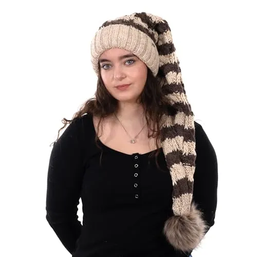 Mütze Model-A Beige-Braun gestreift