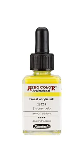 Schmincke - AERO COLOR® Professional, Zitronengelb, 28 ml, 28 201 023, feinst-flüssige, farbstarke Acrylfarbe für Acrylmalerei, Airbrush, Mixed Media