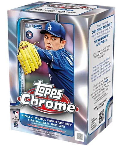 Topps 2025 Chrome Baseball – Fabrik versiegelt – Vorteilsbox - Sammelkartenspiele: Decks & Sets – Entdecken Sie die neuesten Baseball-Karten mit exklusiven Einlagen und Autogrammen, ideal für Sammler, die die besten Rookies und Stars der Saison suchen.