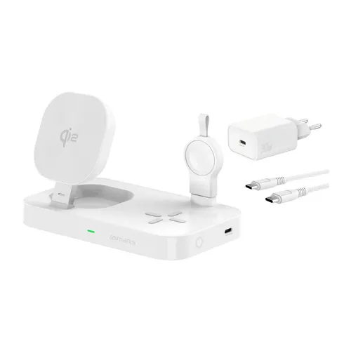 4smarts Qi2 Ladestation Trident für Samsung Watch, 25 W - Wireless Charger für Multimedia und Peripherie, lädt schnell und kabellos Ihre Samsung Watch – ideal für ein aufgeräumtes Zuhause.