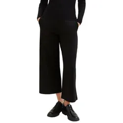 TOM TAILOR Denim Damen High Waist Culotte Hose - Deep Black, XS - Damen-Hosen: Schlichte High Waist Culotte aus weichem Polyester mit Elasthan für optimale Passform und Bewegungsfreiheit – ideal für Freizeit und besondere Anlässe.