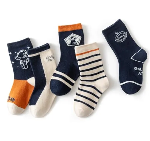 axy Kinder Socken 5 Paar Multipack Jungen Mädchen Kindersocken Kleinkinder Kids Strümpfe Dinos Auto (27-30, 5er-Space)