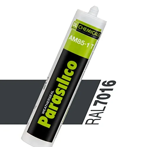 Profi Silikon Parasilico 310ml Kartusche Dichtstoff Sanitär, Küchenbereich, Innen-und Außen Bausilikon, Große Farbauswahl (10x Kartuschen, anthrazit RAL 7016)