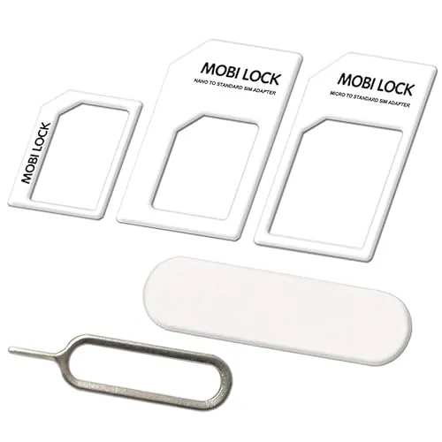 6-in-1 SIM-Karten-Adapter-Kit (Micro, Nano, Standard) - Kompatibel mit iPhones (16, 15, 14, 13, X Pro), Allen Android-Smartphones, iPads und Tablets - von Mobi Lock