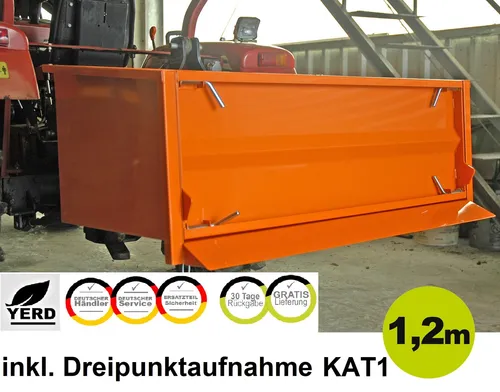 YERD Heck container Transport mulde Behälter 120cm KAT1 Box Kipp Traktor kippbar