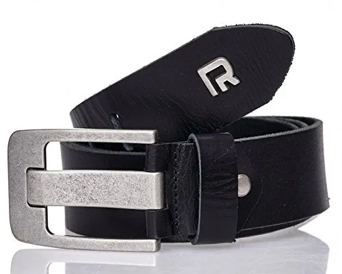 RedBridge Ledergürtel aus Echtleder mit Vintage-Schnalle – Rustikales Design in Schwarz - Gürtel aus 100% echtem Leder, robust und langlebig, mit einer auffälligen Vintage-Schnalle für einen lässigen Look.