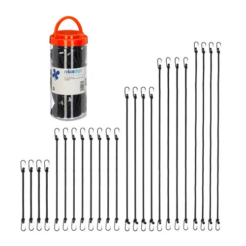 Spanngummi  Spanngummis Gepäckspanner Bungee-Seil 5 Größen Schwarz 24 Stück