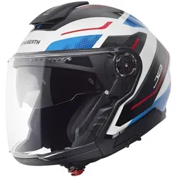Schuberth J2 Sigma Jethelm 63 (XXL) - weiß-schwarz-blau-rot - Motorradhelm für alle Jahreszeiten, leicht und mit optimaler Belüftung, inklusive Aufbewahrungstasche und kratzfestem Visier – ideal für ATV, Quad und Onroad.