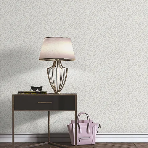 Vliestapete Blattmuster Floral Aquarelloptik Weiß Beige Grau 10462-10 (2,30€/1qm