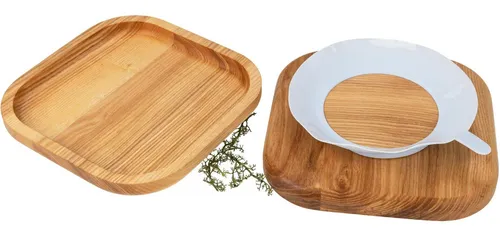 Holz Frank Kindergeschirr-Set: Kinderteller mit Saugnapf aus Eschenholz - Nachhaltiger Kinderteller aus europäischem Eschenholz mit integrierter Saugnapffräsung für sicheres Essen. Ideal für kleine Hände und erste Essversuche.
