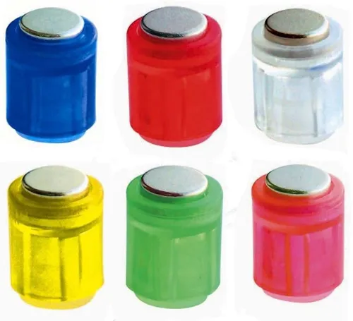 Magnet Power Zylinder 14x19mm - Kristallfarben sortiert - Magnete in 12 attraktiven Kristall- und Leuchtfarben, ideal zum Befestigen von Karten und Hinweisen. Perfekt für Büros und Zuhause, mit einer Haftkraft von 1.900 g.